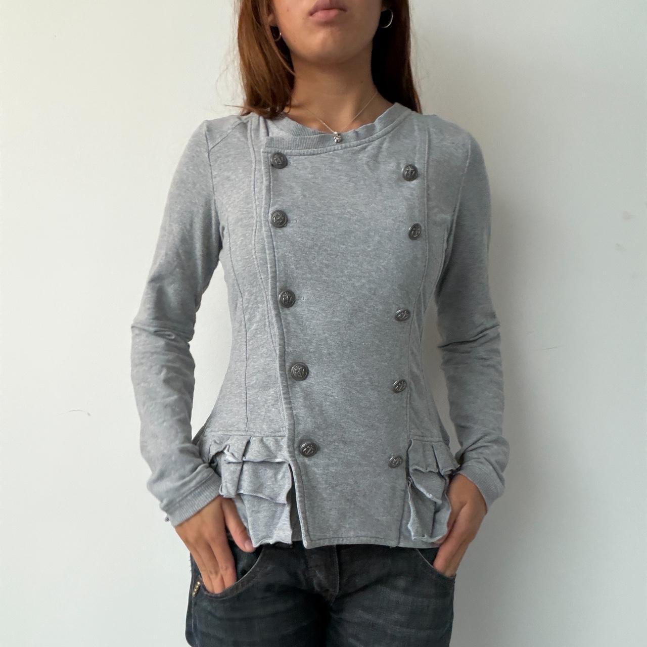Vintage Grey Double Breasted Jumper