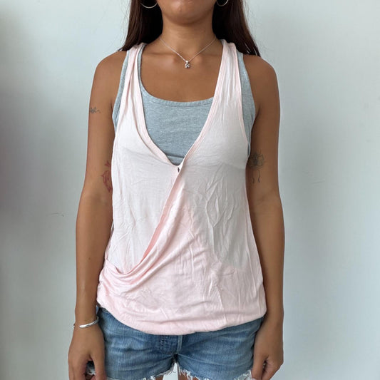 Vintage Grey Pink Layered Top