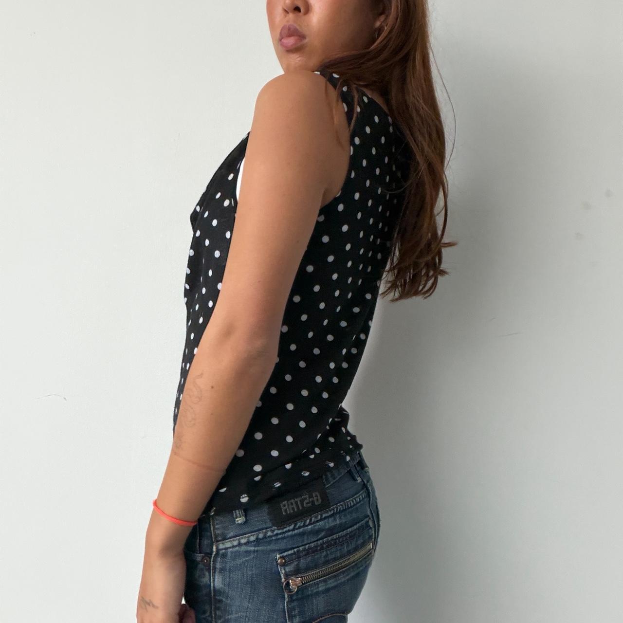 Vintage Polka Dot Cowl Neck Top