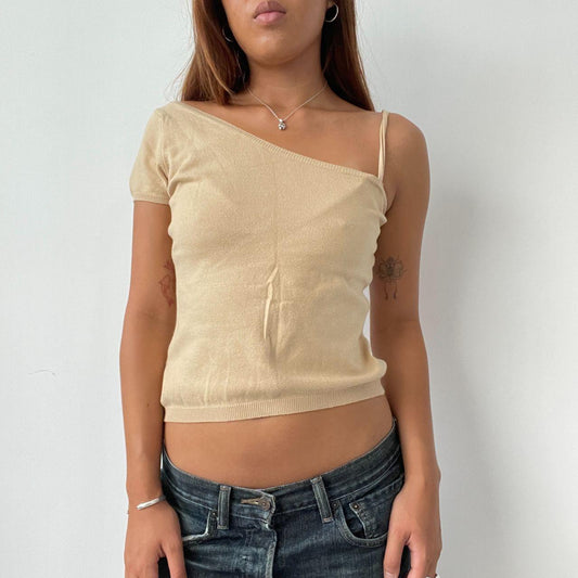 Vintage Beige Asymmetric Top