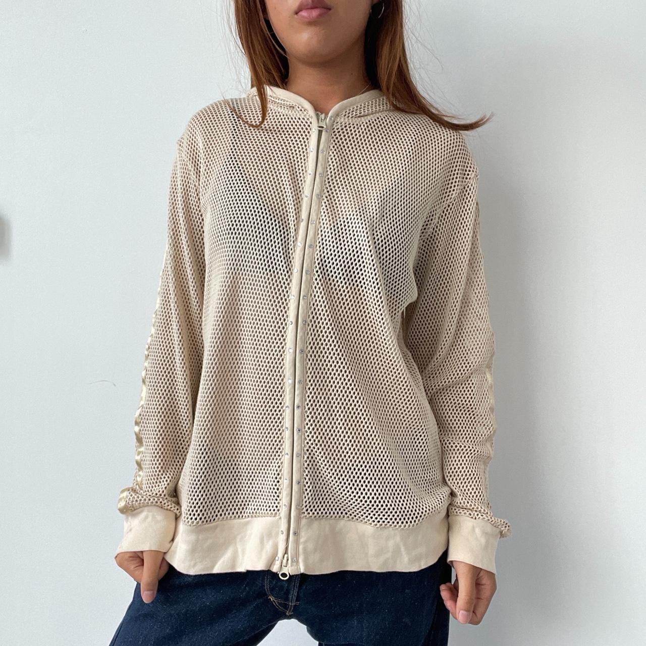 Vintage Beige Fishnet Hoodie