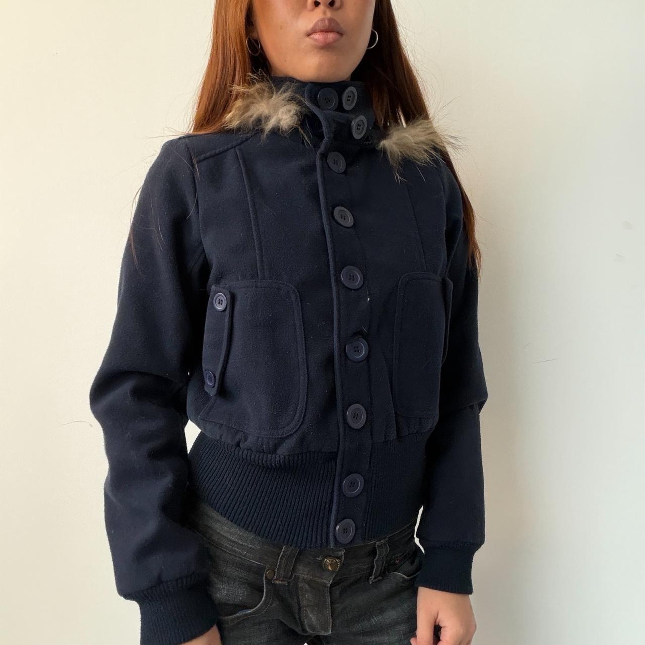 Vintage Navy Wool Button up Jacket