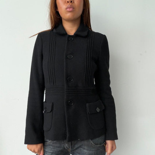 Vintage Black Wool Blazer Coat