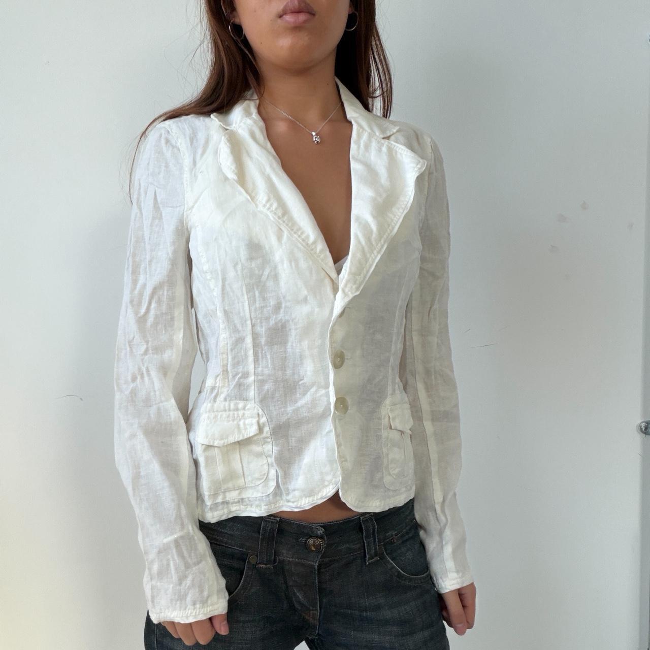 Vintage White Linen Blazer