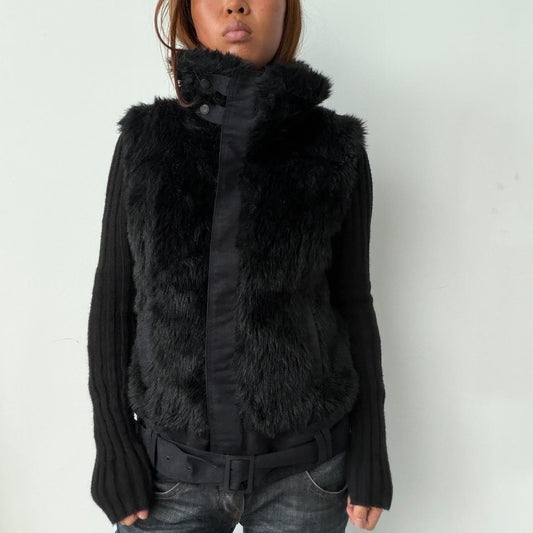 Vintage Black Faux Fur Knit