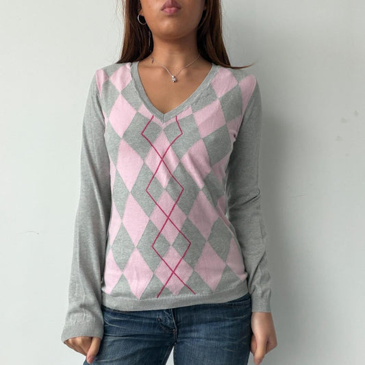 Vintage Baby Pink and Grey Knit