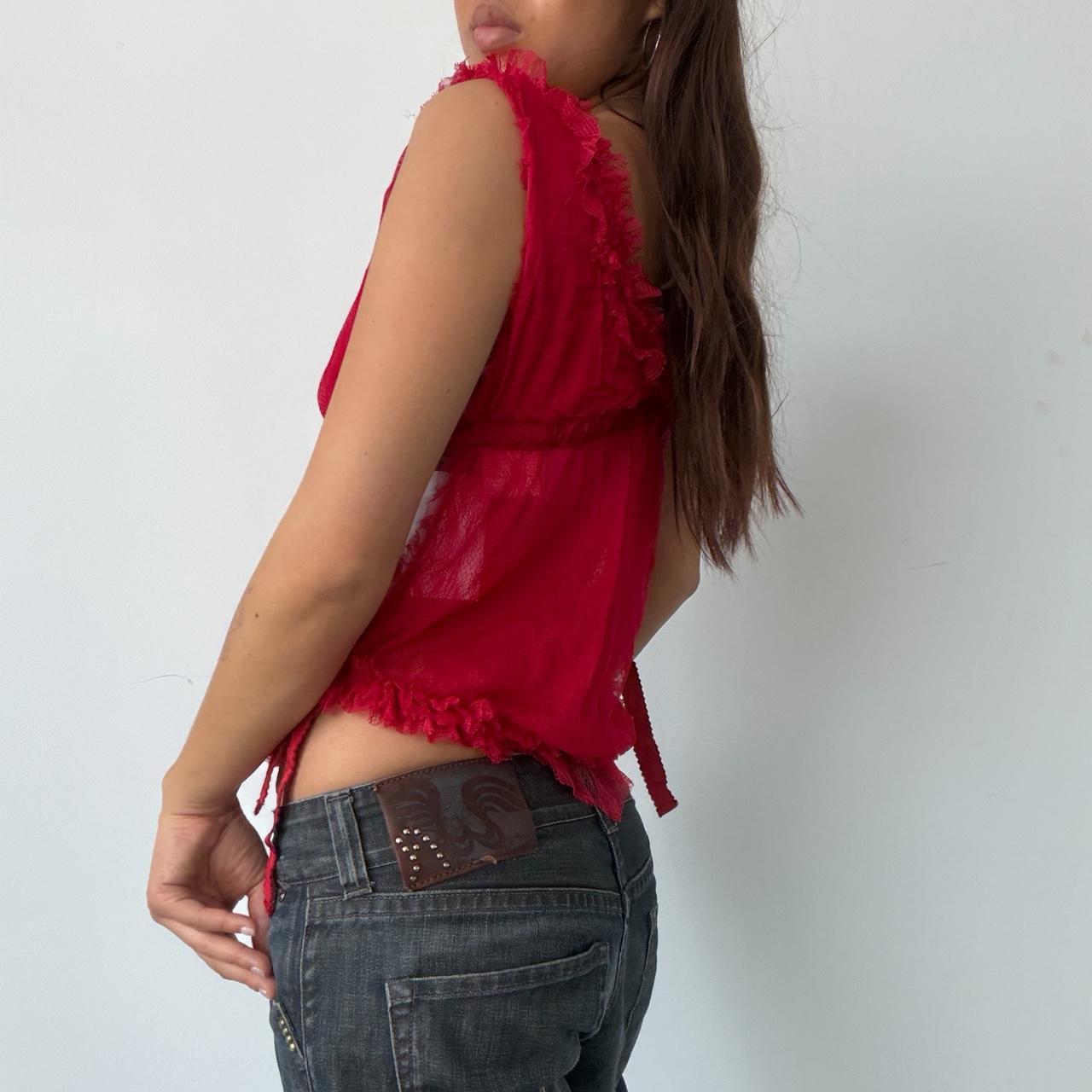 Vintage Red Frill Top