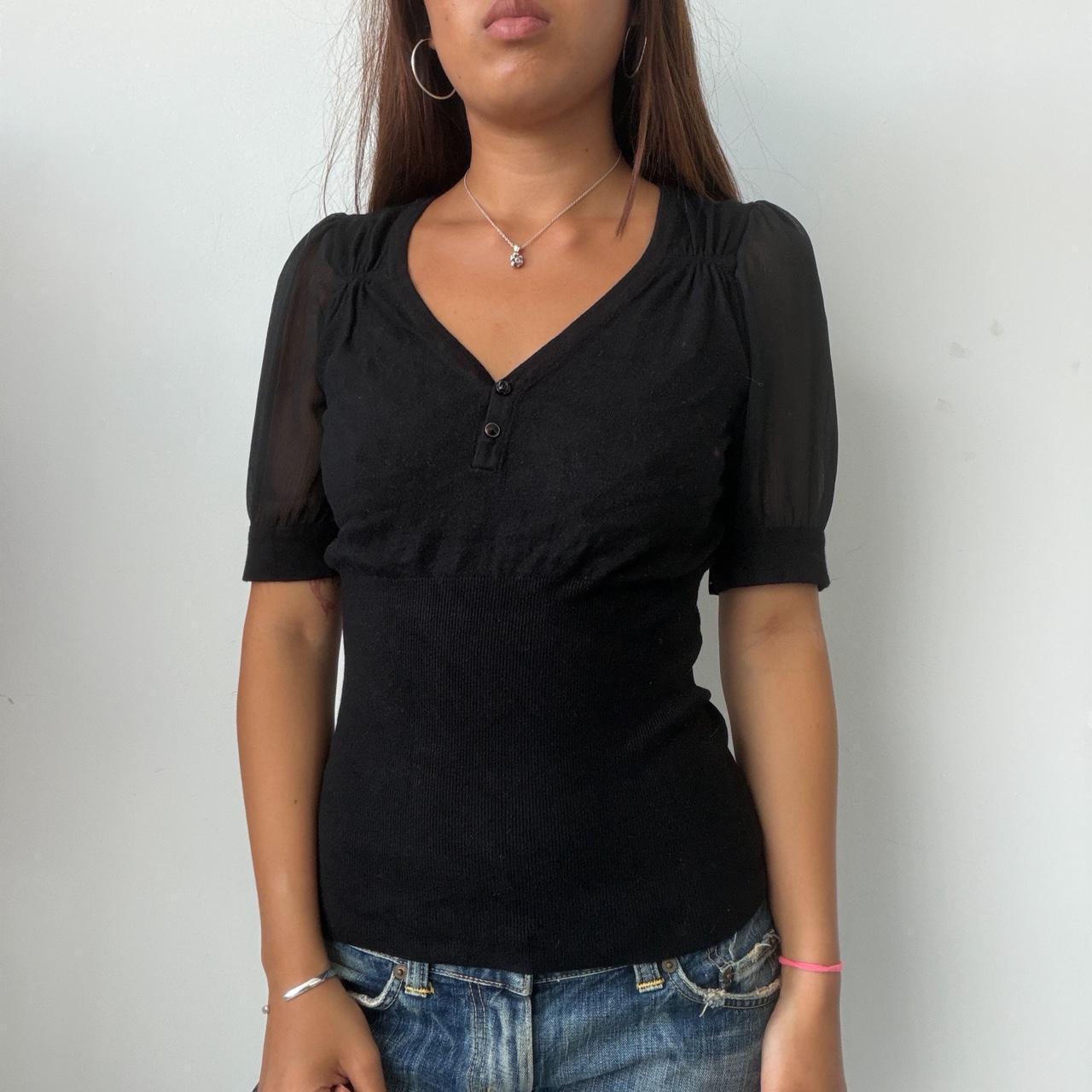 Vintage Black Sheer Sleeve Top