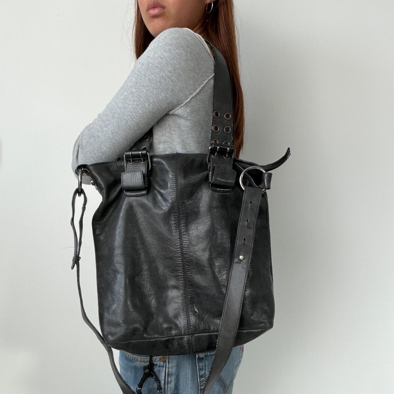 Vintage Black Leather Shoulder Bag