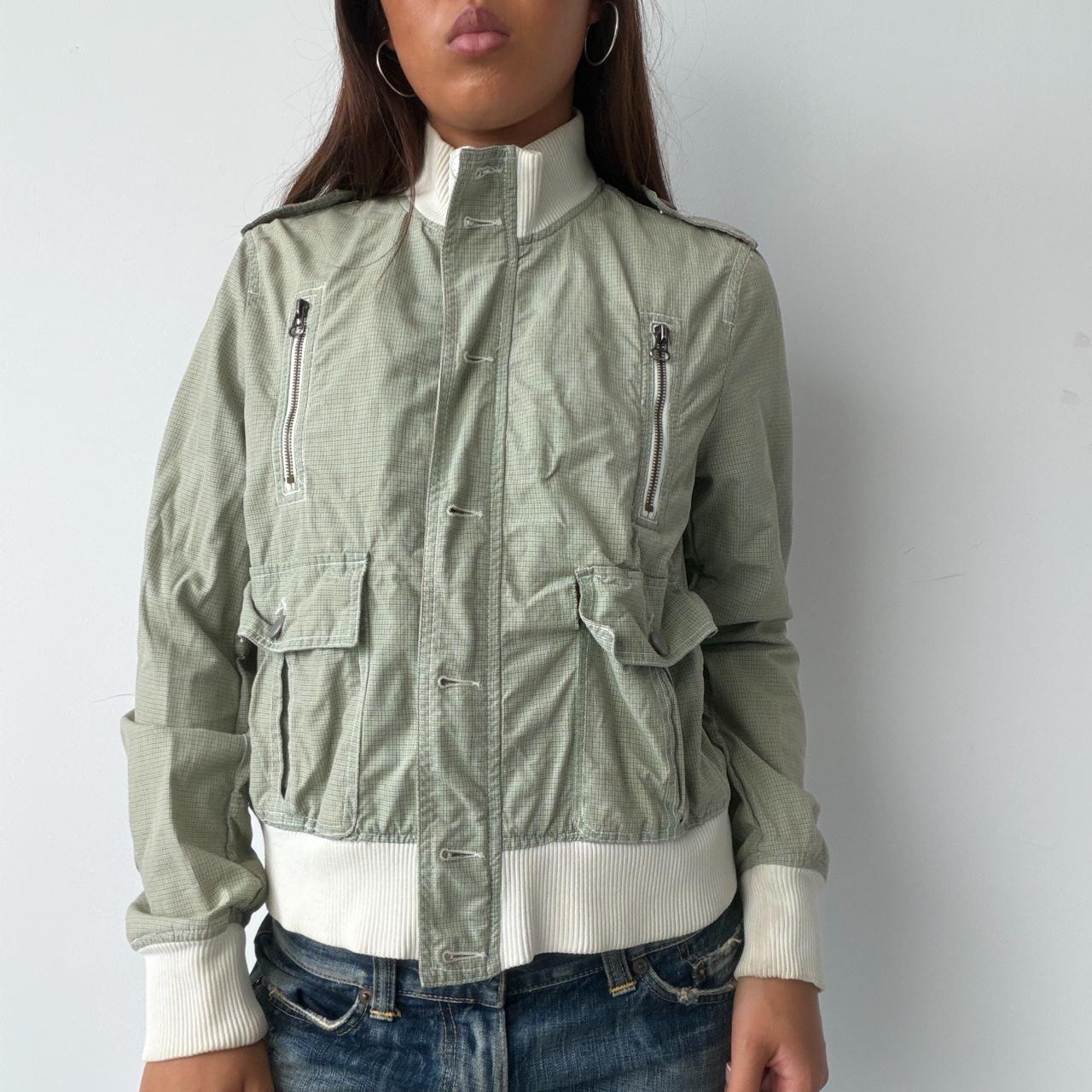 Vintage Light Green Checkered Jacket
