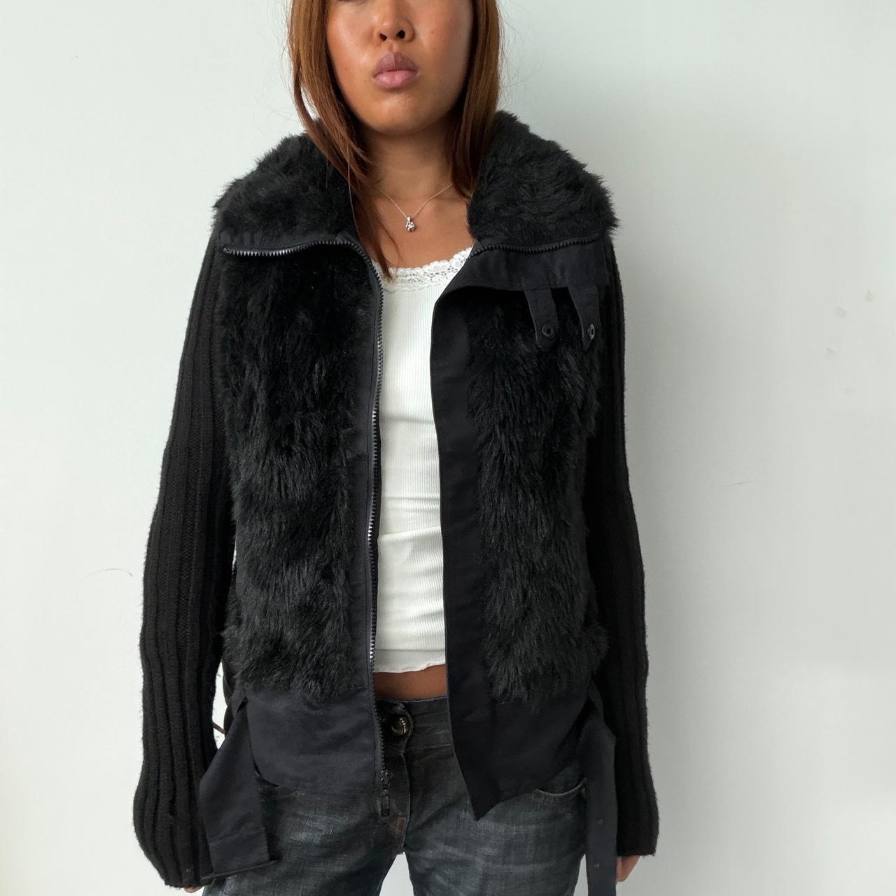 Vintage Black Faux Fur Knit