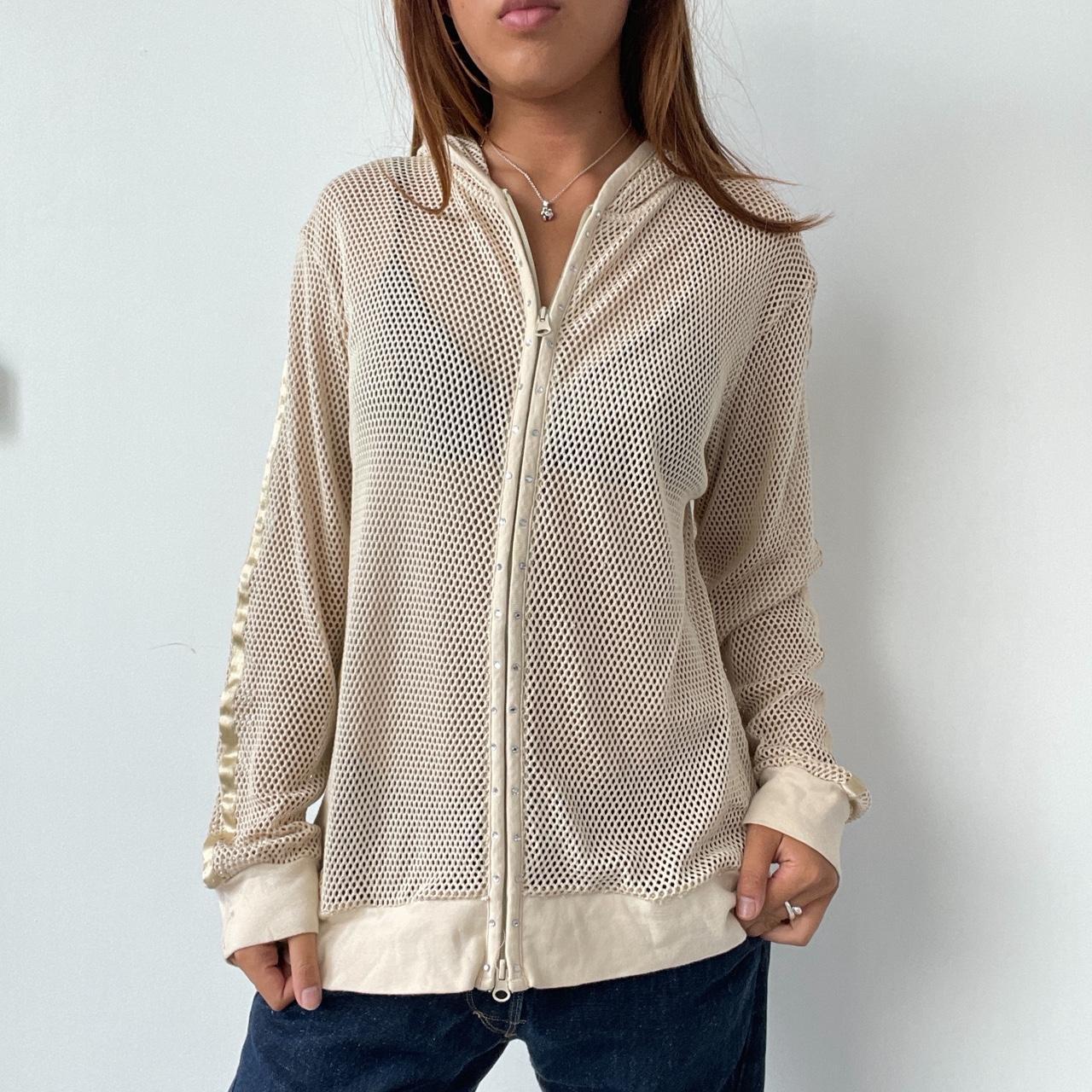 Vintage Beige Fishnet Hoodie