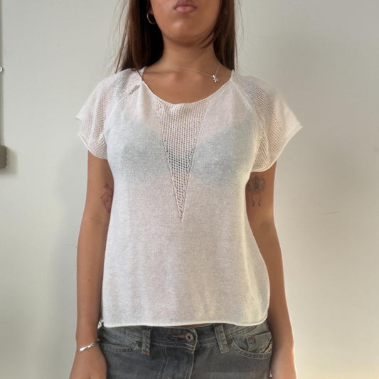 Vintage White Sheer Knit Top