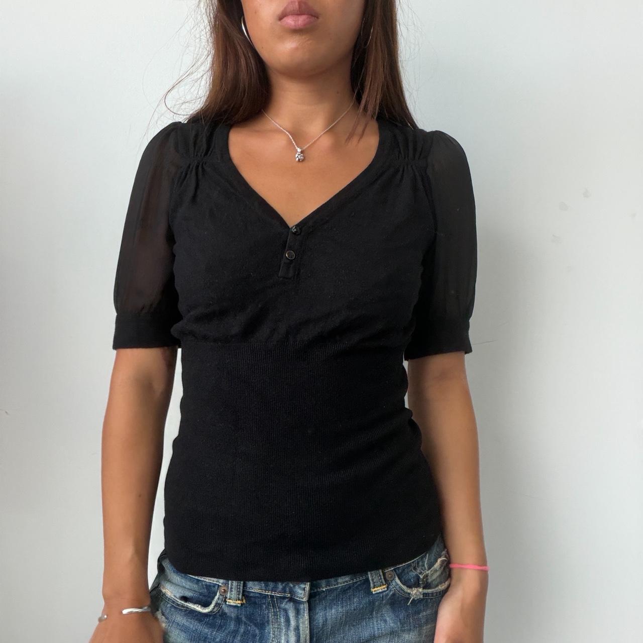 Vintage Black Sheer Sleeve Top