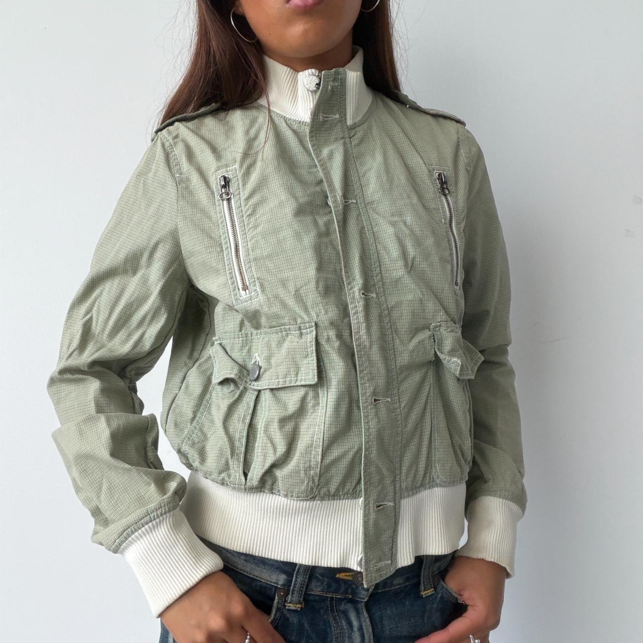 Vintage Light Green Checkered Jacket