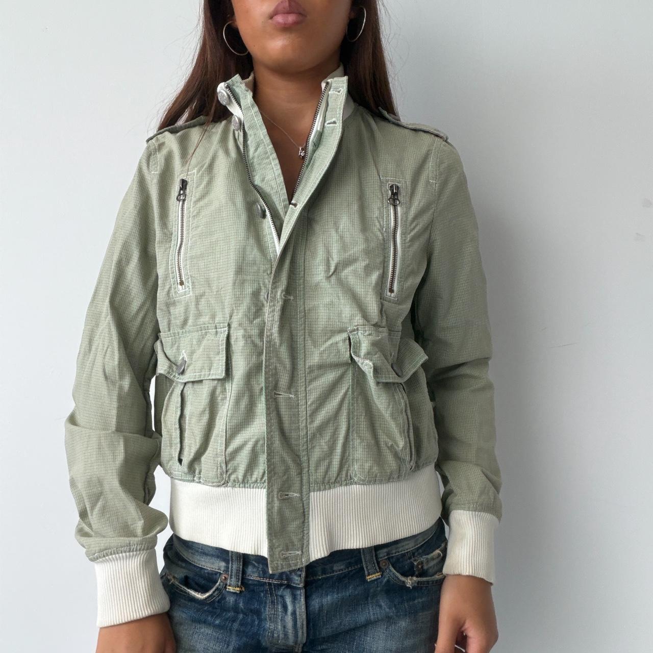 Vintage Light Green Checkered Jacket