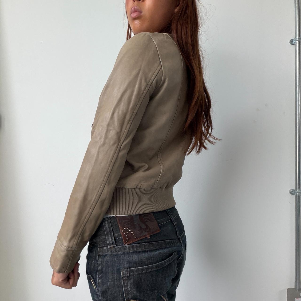 Vintage Beige Comptoir Des Cotoinners Leather Jacket