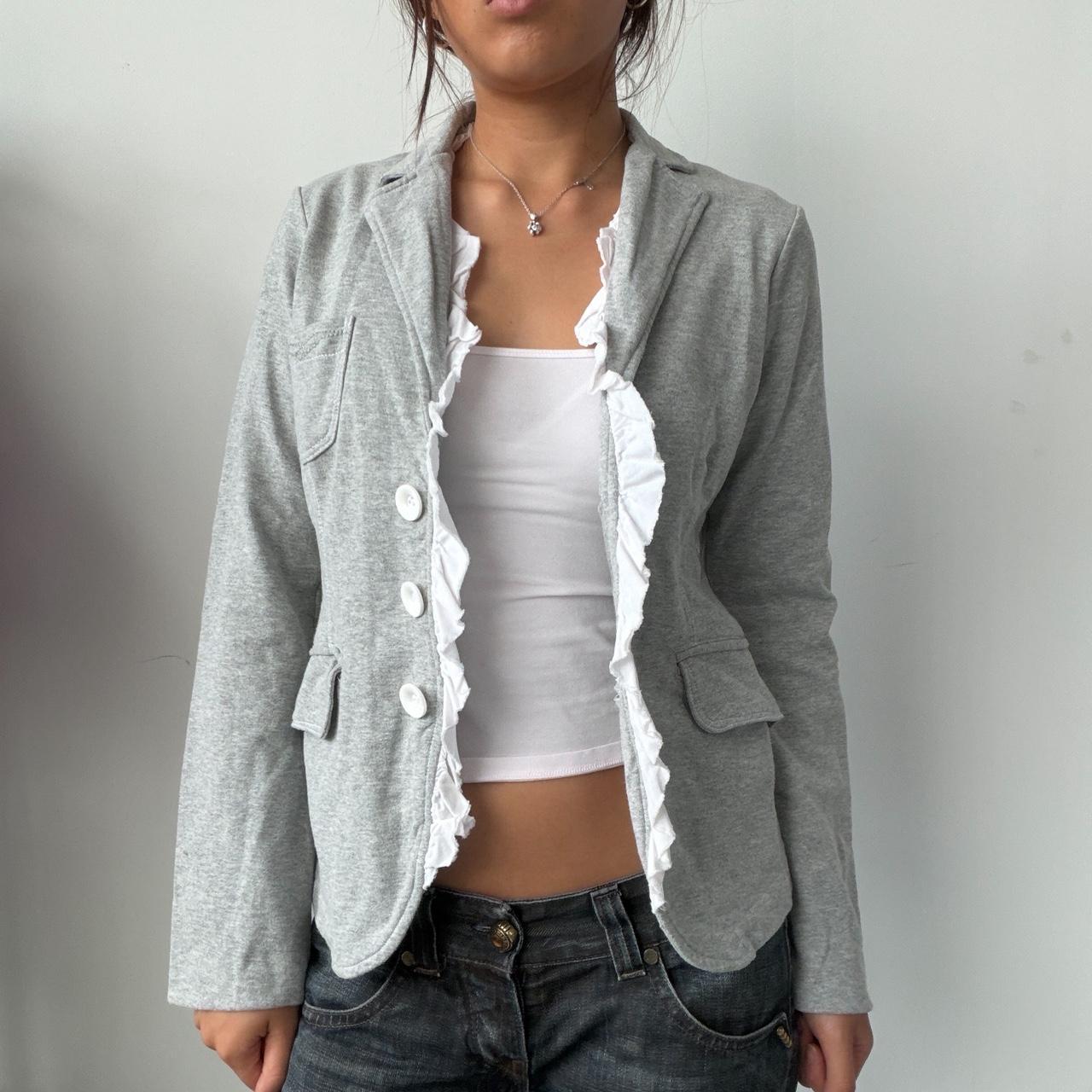 Vintage Grey Button Up Blazer
