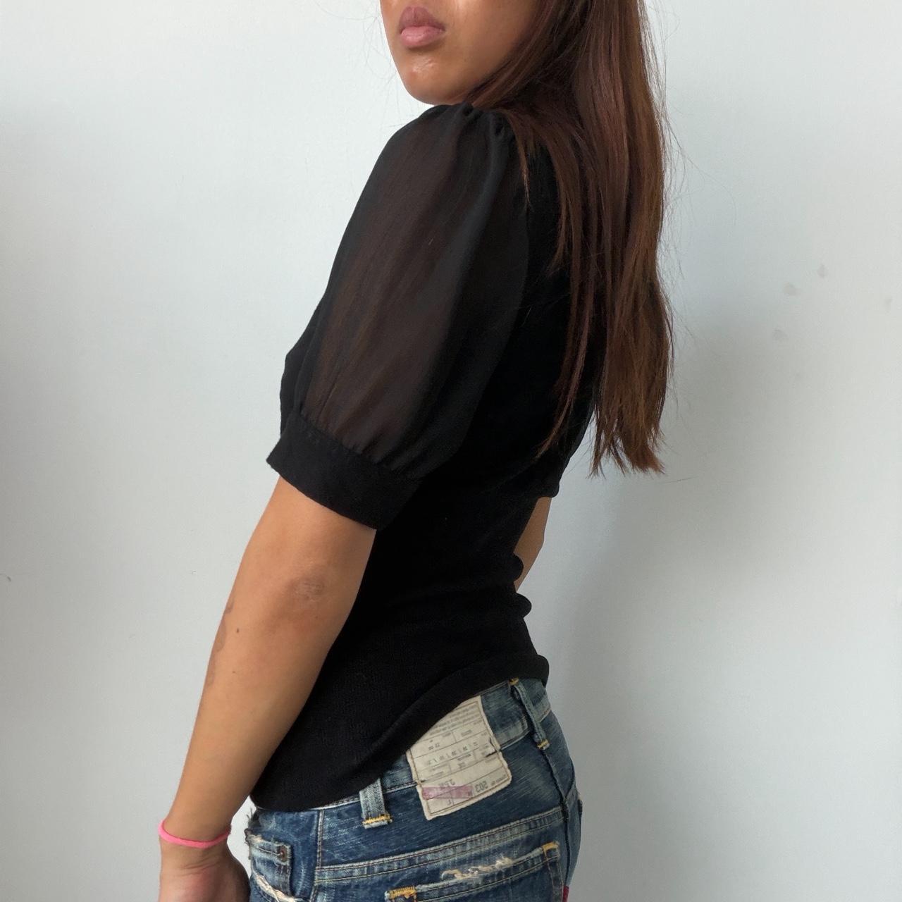 Vintage Black Sheer Sleeve Top