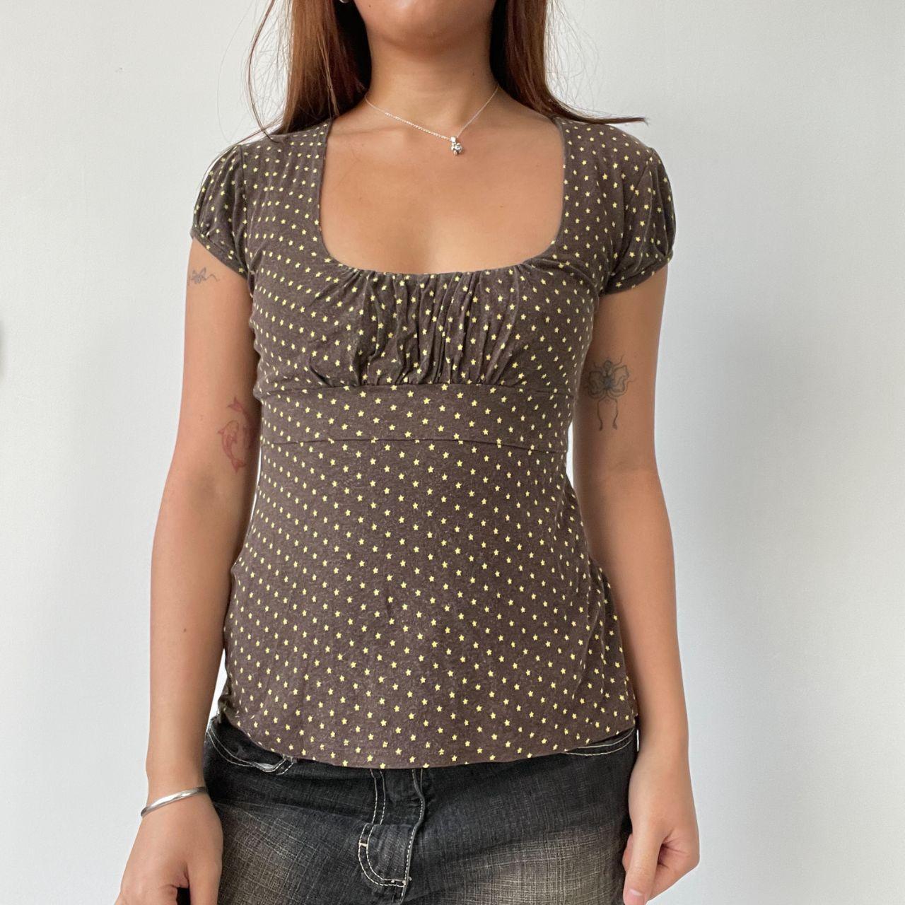 Brown Polka Dot Milkmaid Top