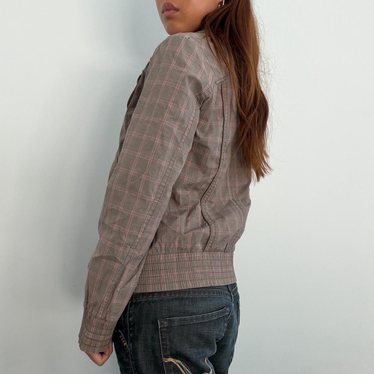 Vintage Brown Checkered Zip Up