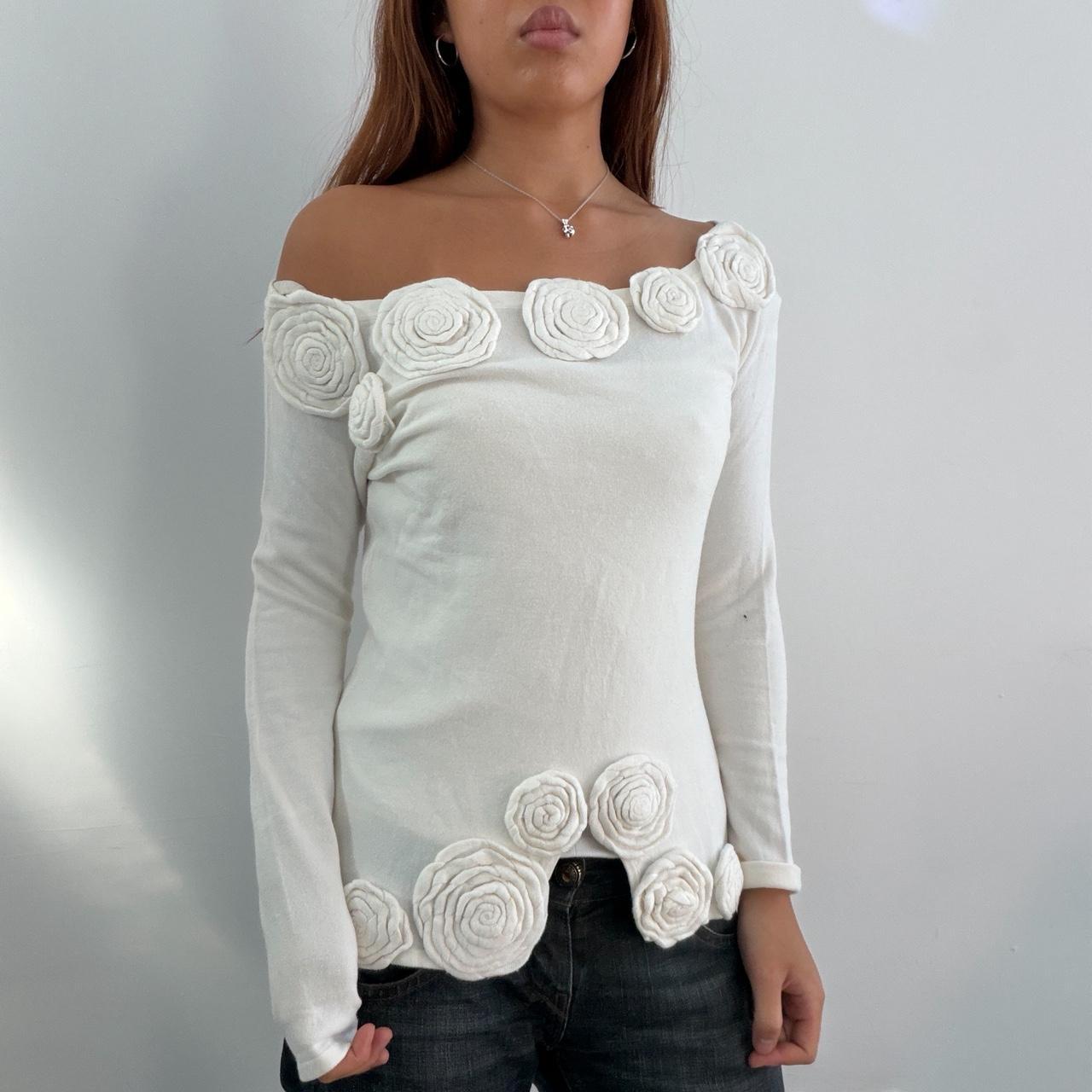 Vintage White Rose Knit Top