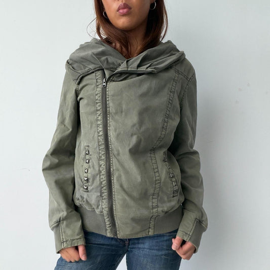 Vintage Khaki Asymmetrical Jacket