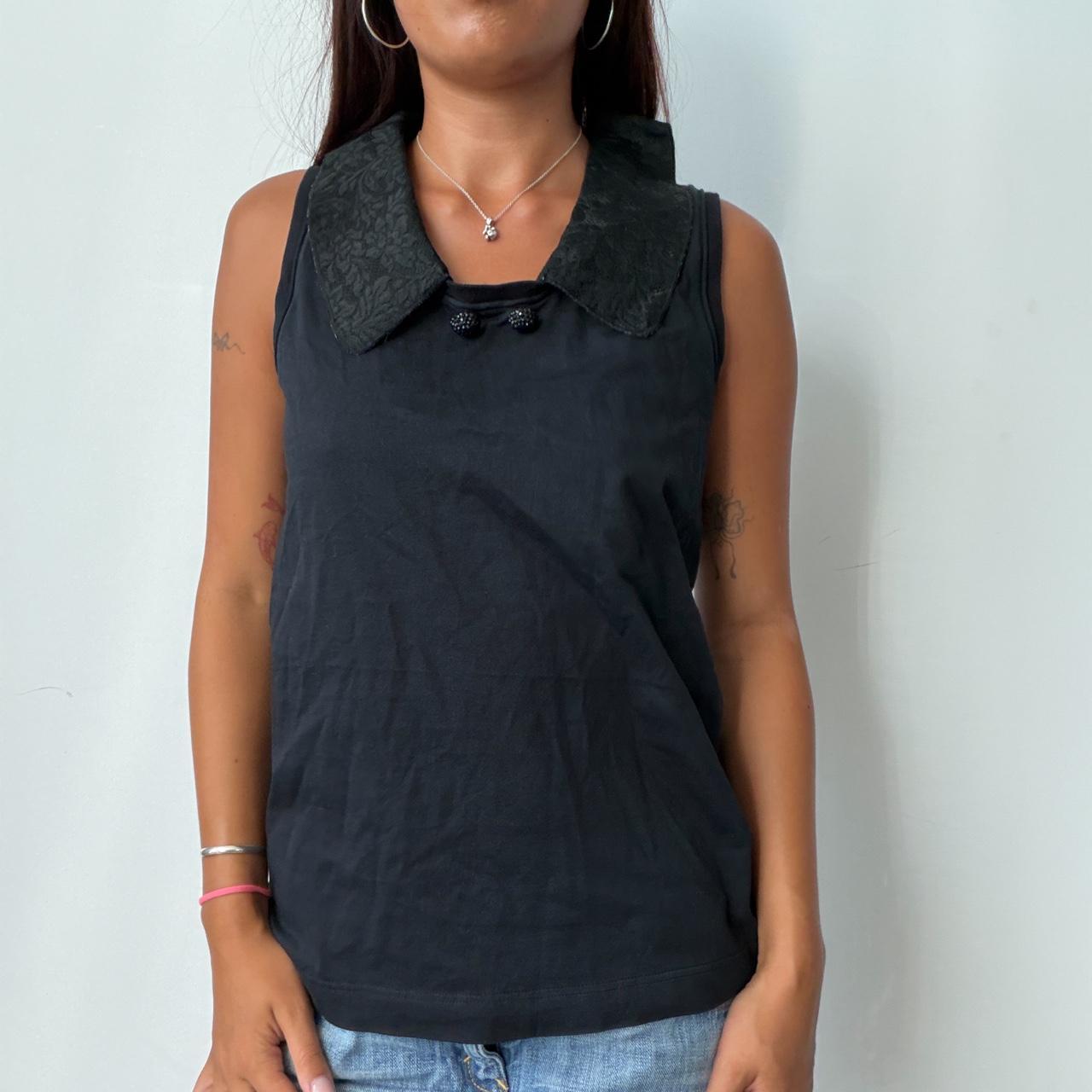 Vintage Black Collared Top