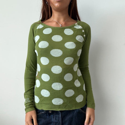 Vintage Green Polka Dot Jumper