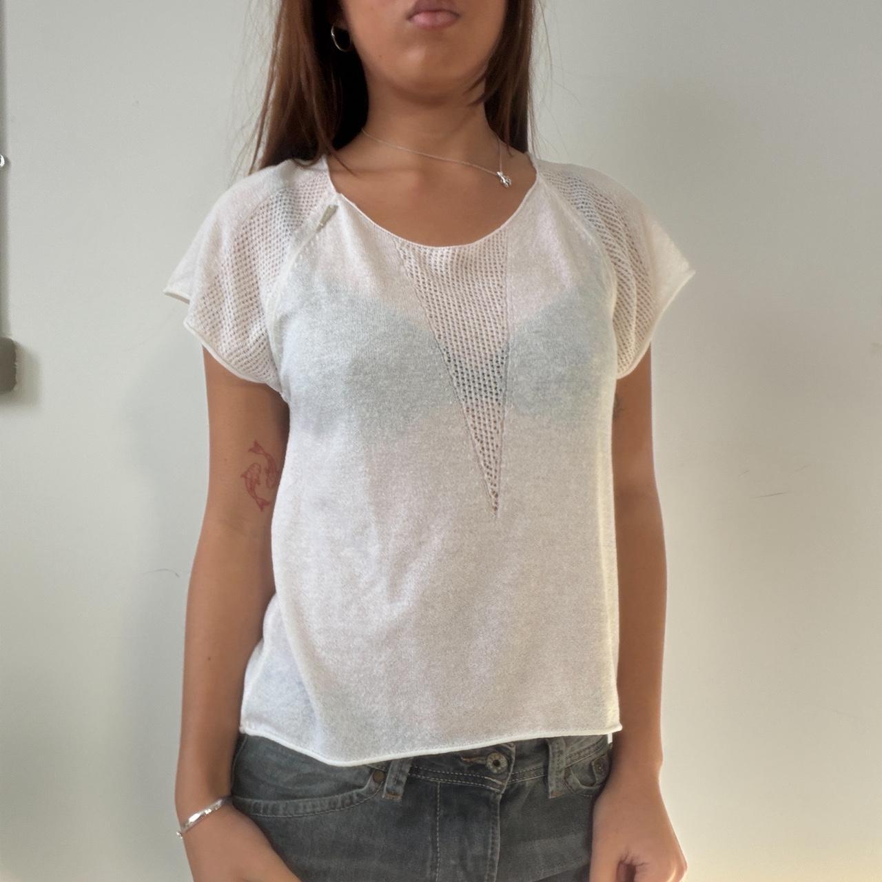 Vintage White Sheer Knit Top