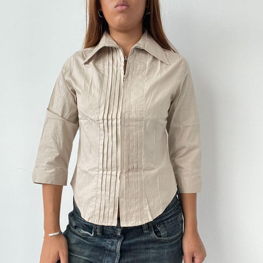 Vintage Beige Shirt Top
