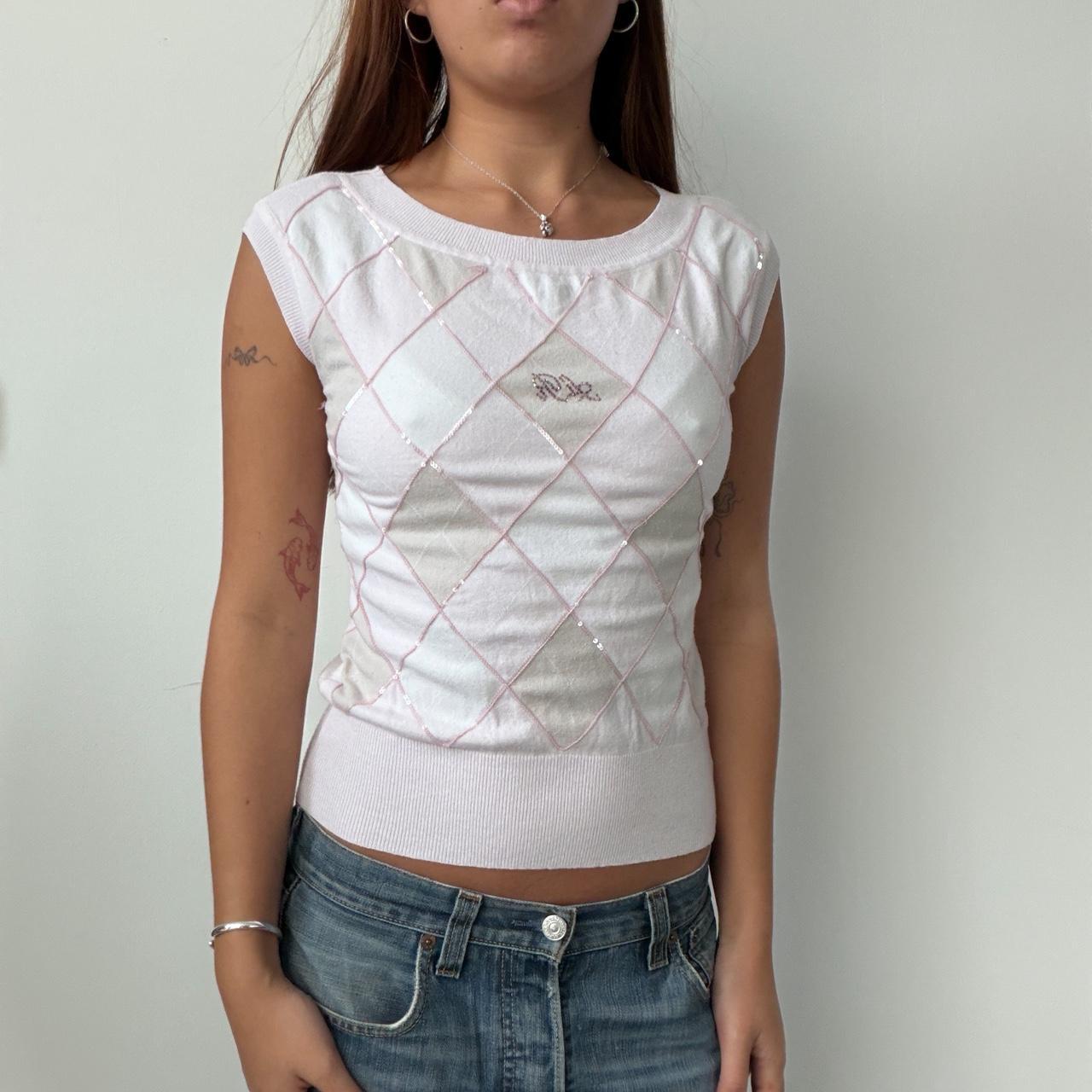 Vintage Baby Pink Argyle Knit