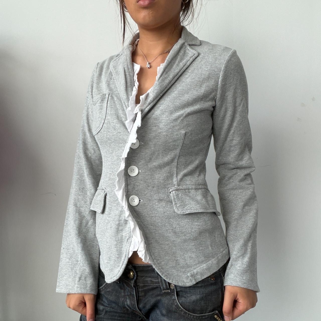 Vintage Grey Button Up Blazer