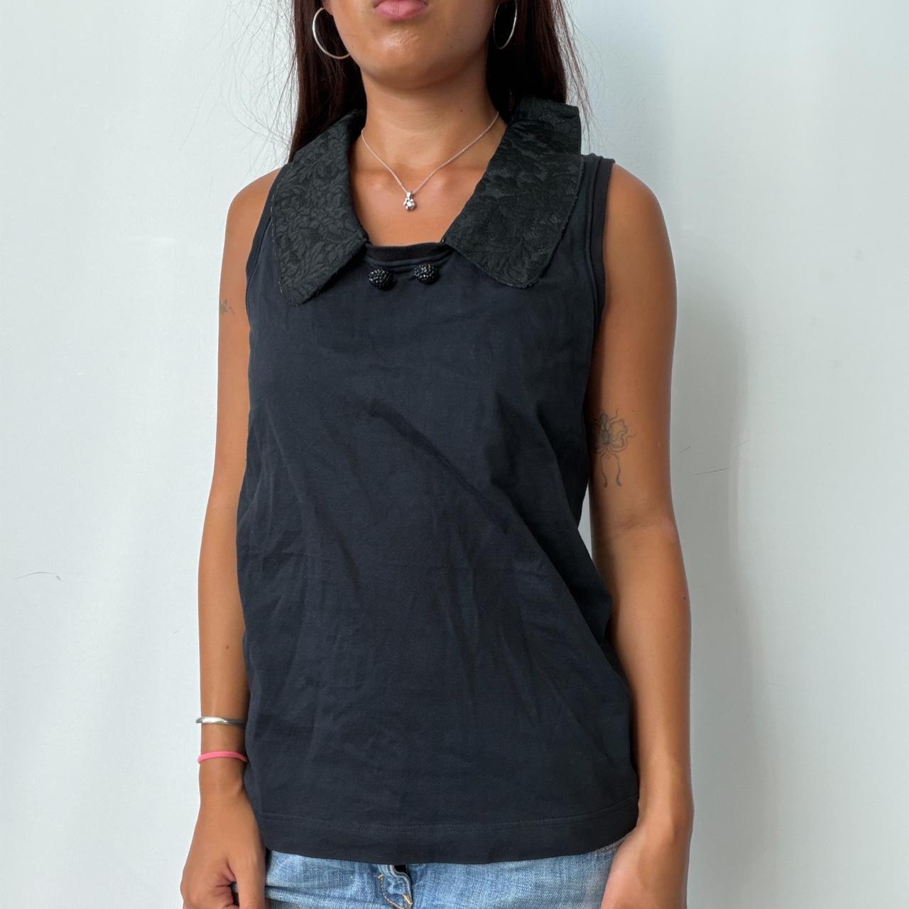 Vintage Black Collared Top