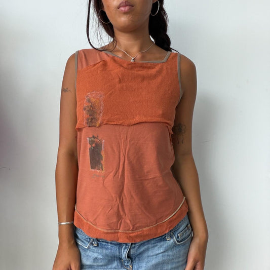 Vintage Orange Cop Copine Graphic Top
