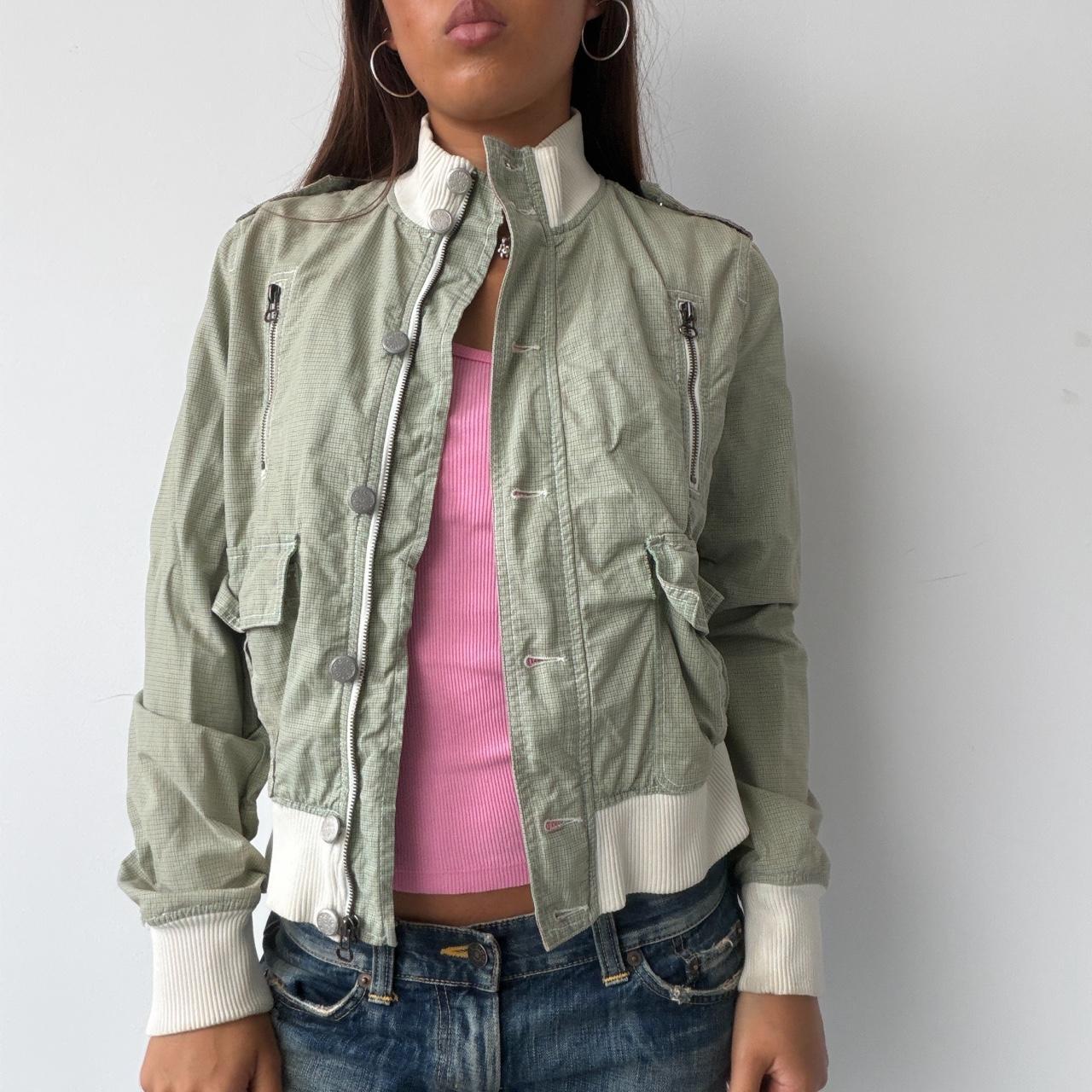 Vintage Light Green Checkered Jacket