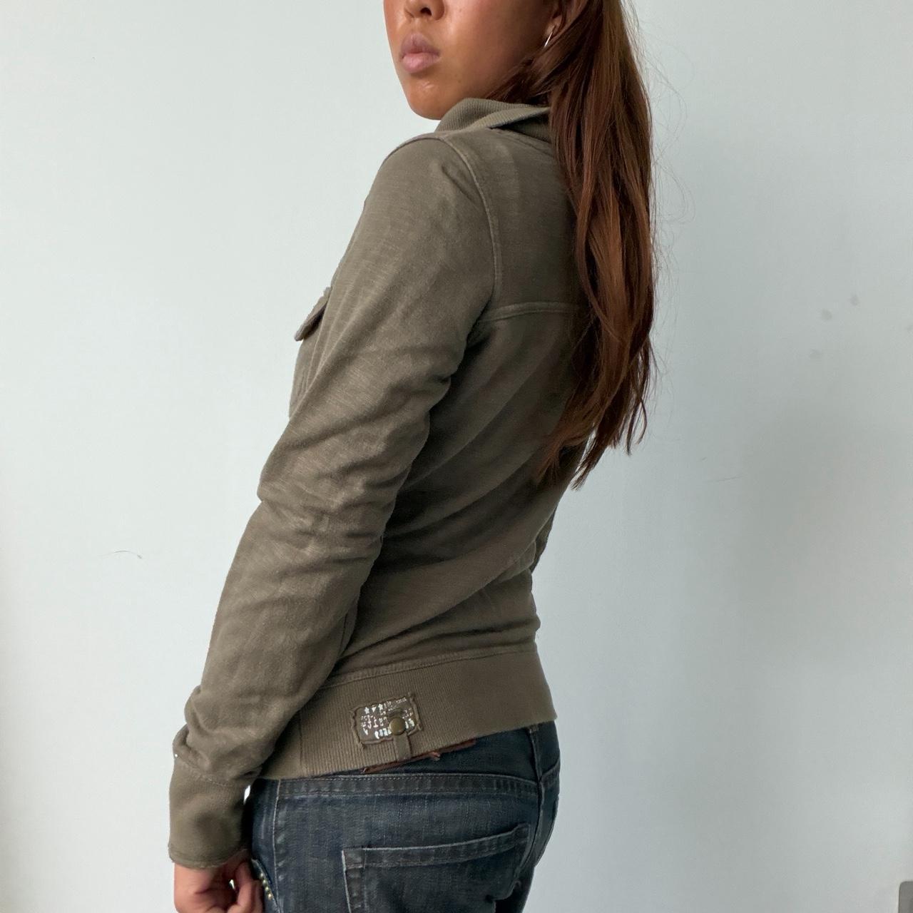 Vintage Khaki Brown Zip Up