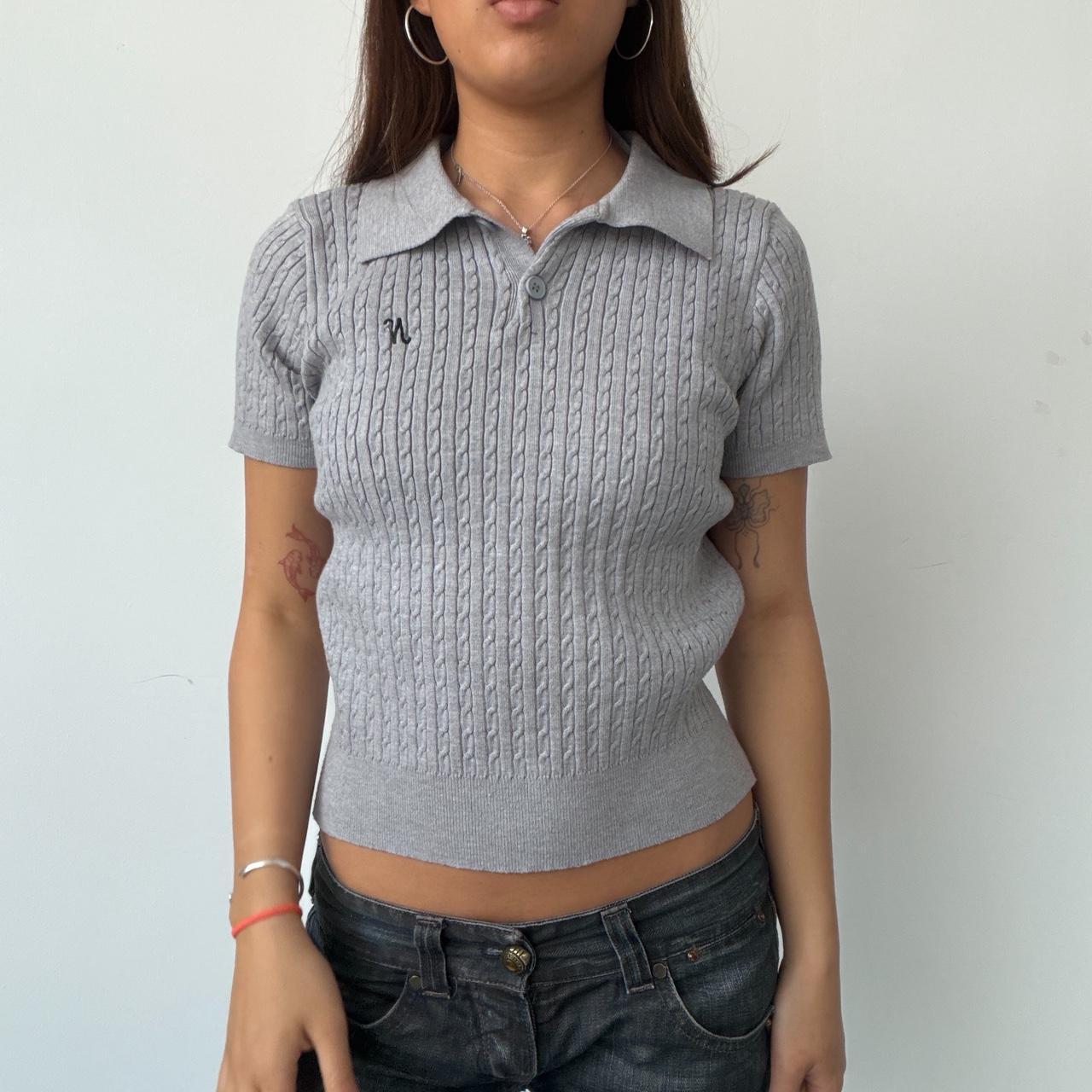 Vintage Grey Cable Knit Polo