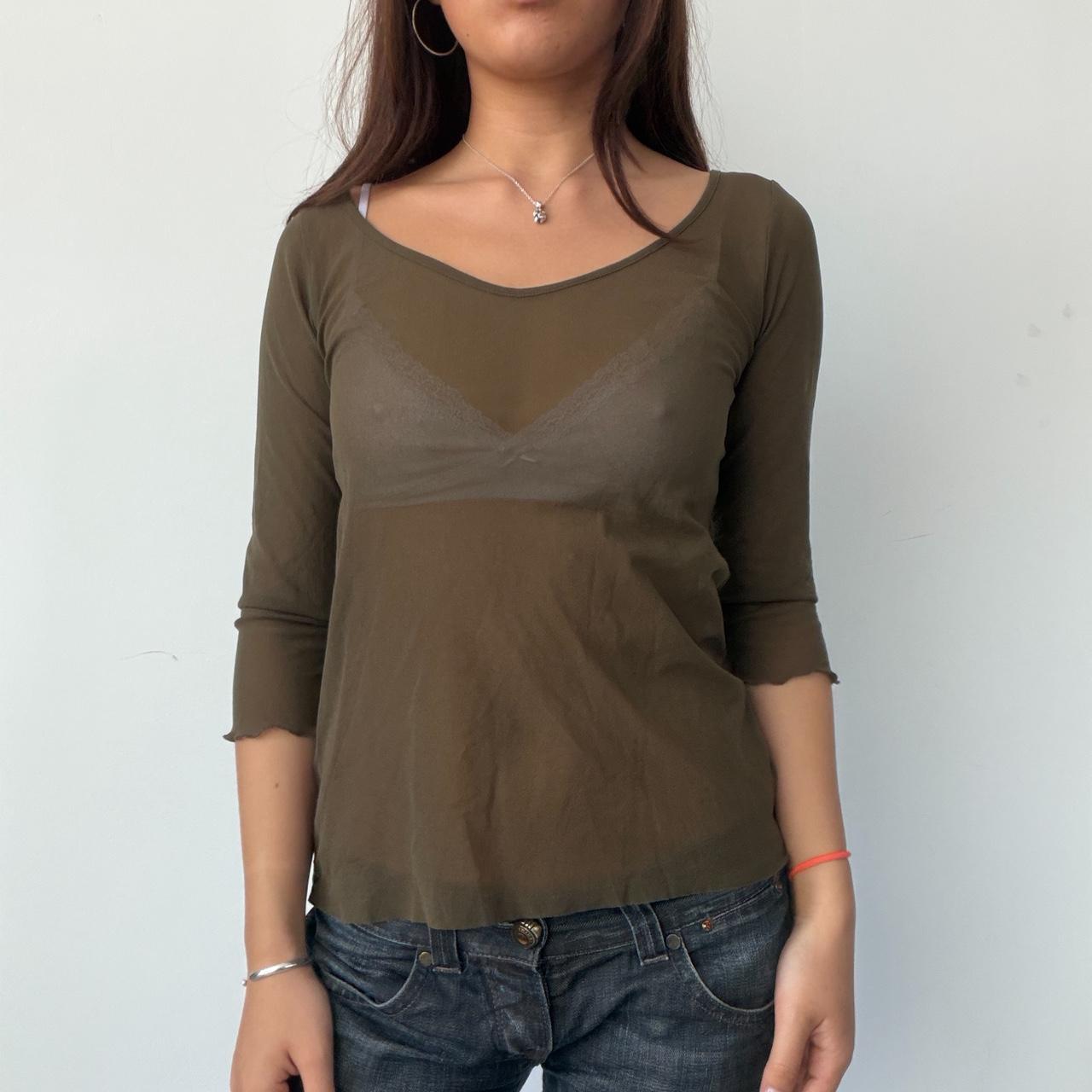 Vintage Khaki Cop Copine Sheer Top