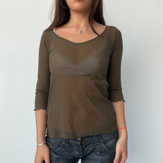 Vintage Khaki Cop Copine Sheer Top