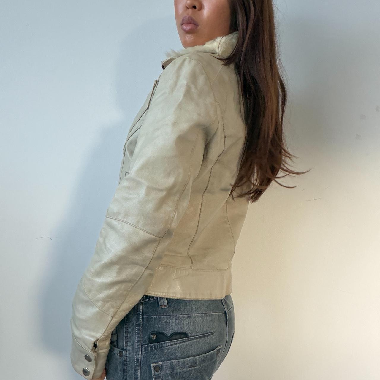 Vintage Beige Faux Leather Jacket