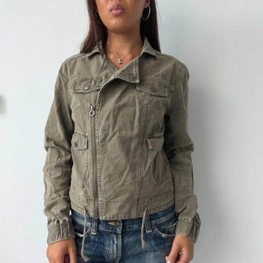 Vintage Khaki Asymmetric Utility Jacket