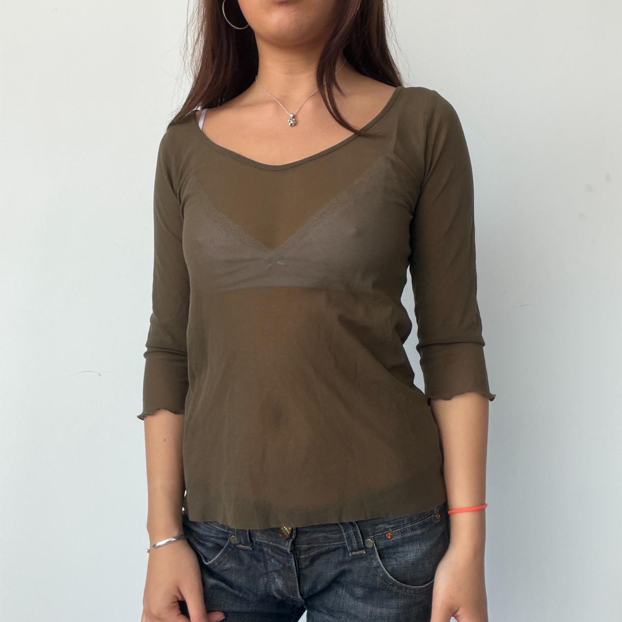 Vintage Khaki Cop Copine Sheer Top
