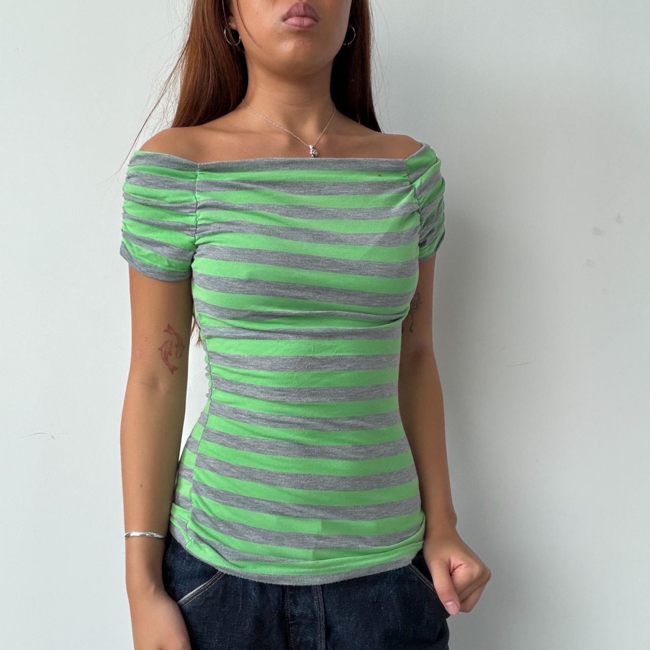 Vintage Green Stripe Top