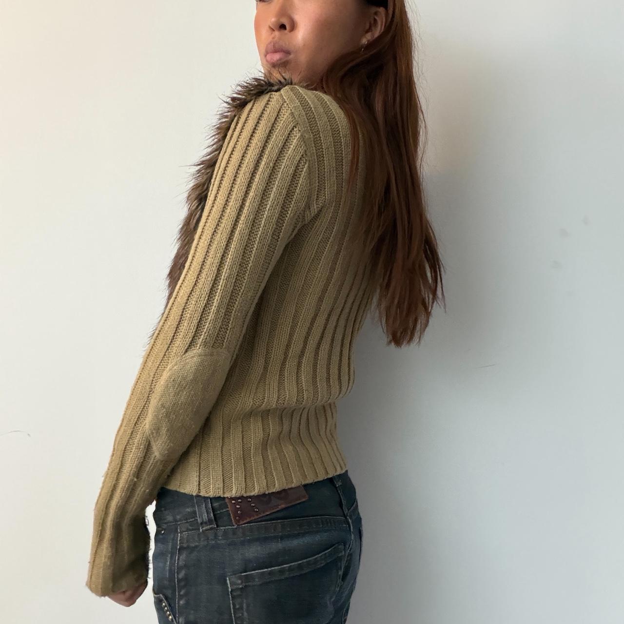 Vintage Khaki Faux Fur Jumper