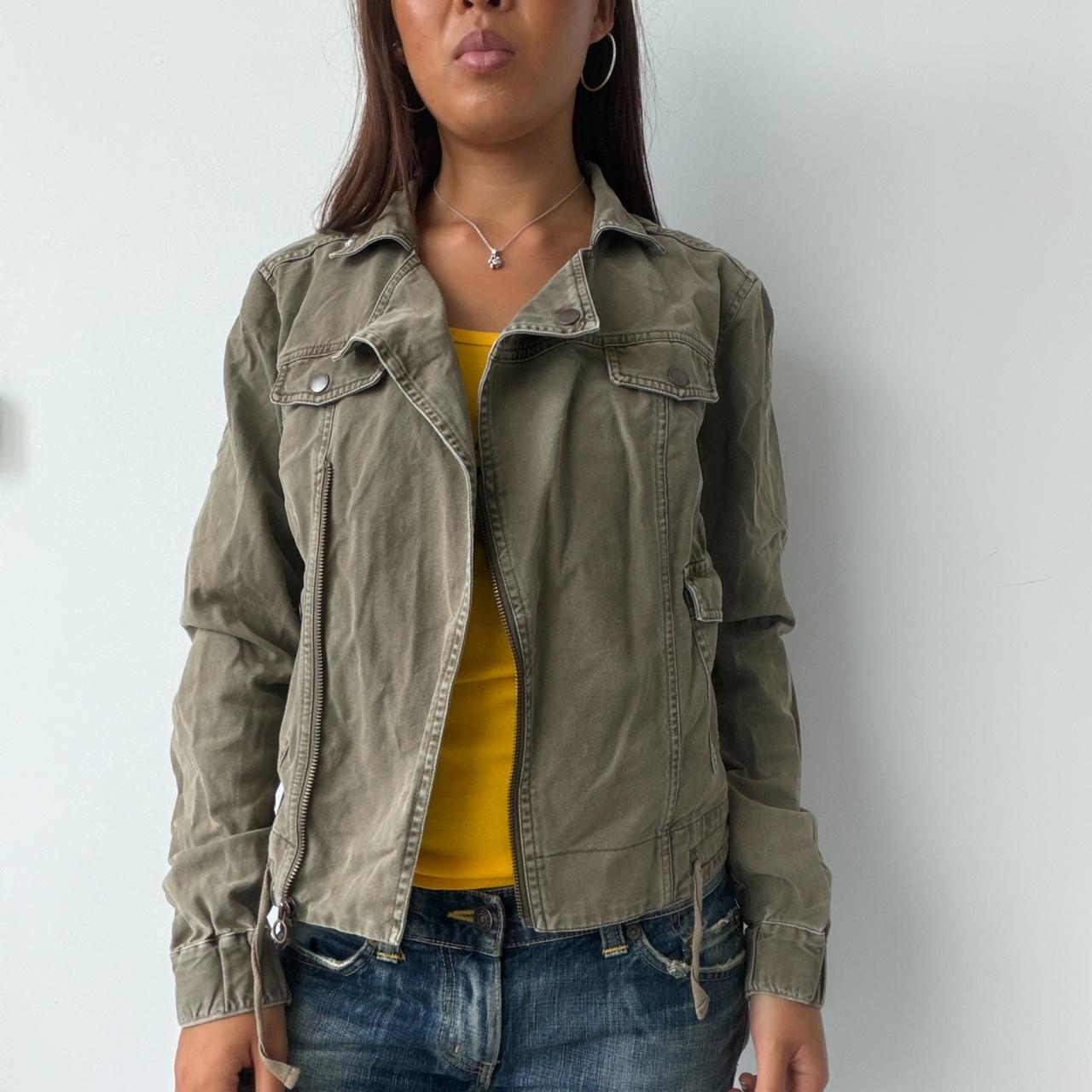 Vintage Khaki Asymmetric Utility Jacket