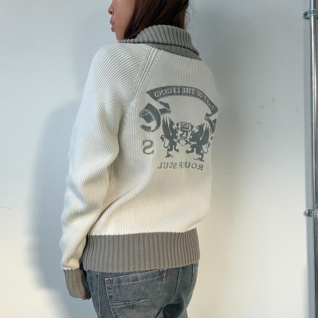Vintage White Knit Jumper With Print