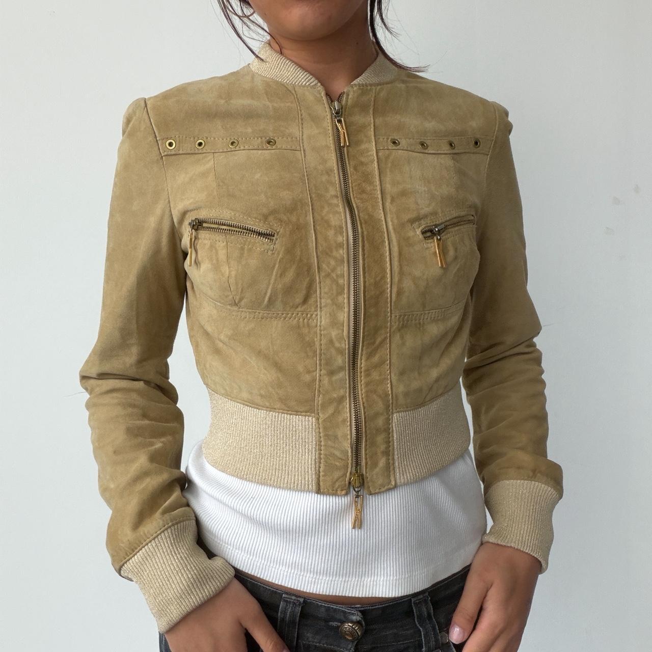 Vintage Beige Suede Zip Up