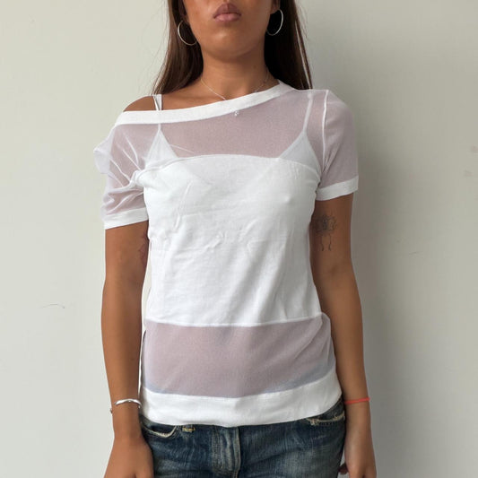 Vintage White Cop Copine Sheer Top