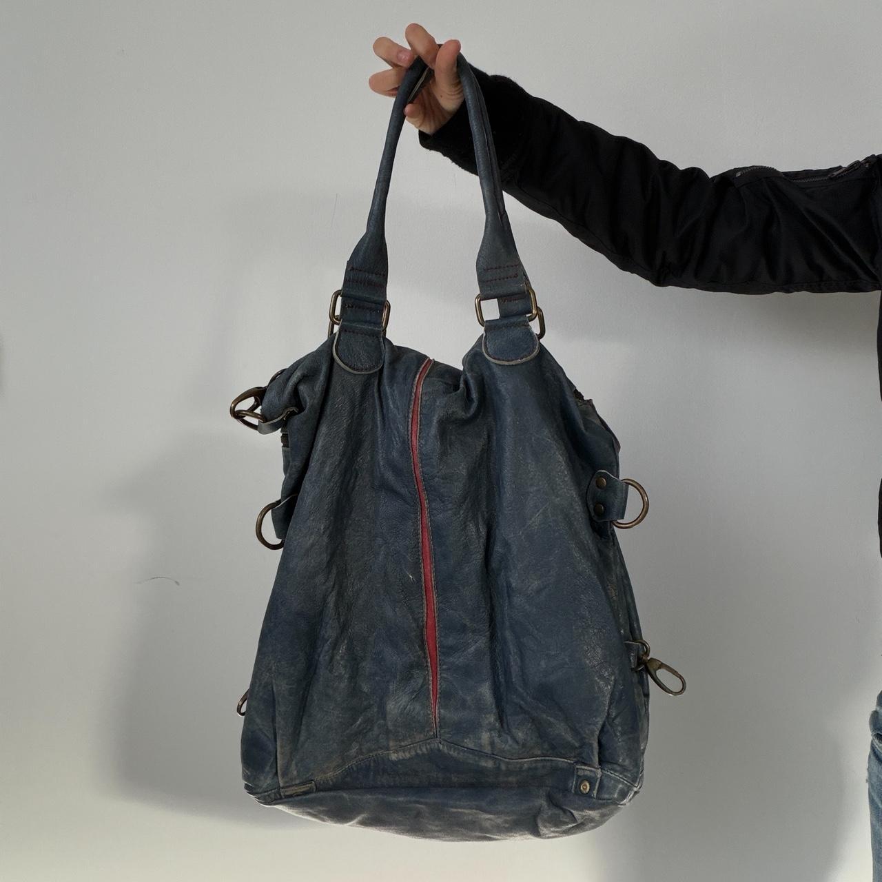 Blue Leather Shoulder Bag